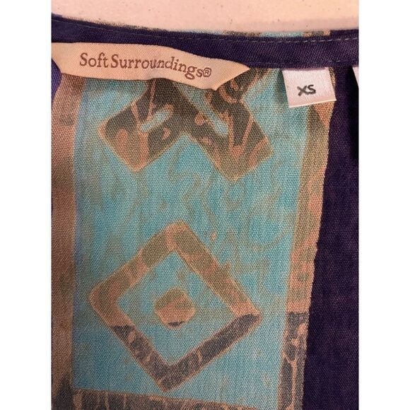 Soft Surroundings Wrapped Tunic Top V Neck 3/4 Sleeve Multicolored Rayon XS - Picture 5 of 6